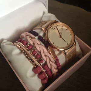 Rose gold Watch and Bracelets Francesca’s
